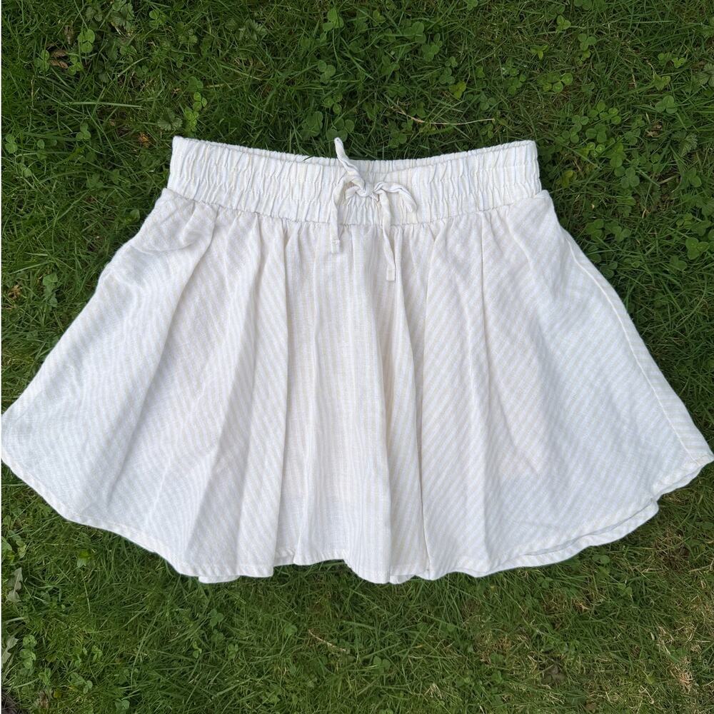 Target Art Class Ivory Striped Skort Elastic Waist Twirl Cotton Linen (Sz 6/7)